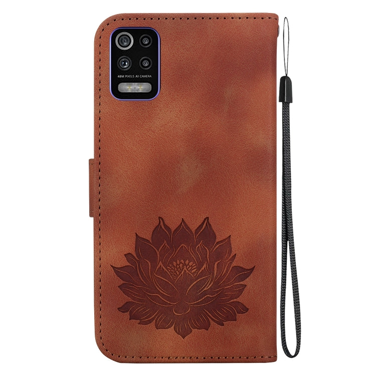 For LG K52 / K62 / Q52 Lotus Embossed Leather Phone Case