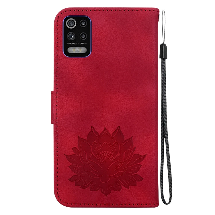 For LG K52 / K62 / Q52 Lotus Embossed Leather Phone Case