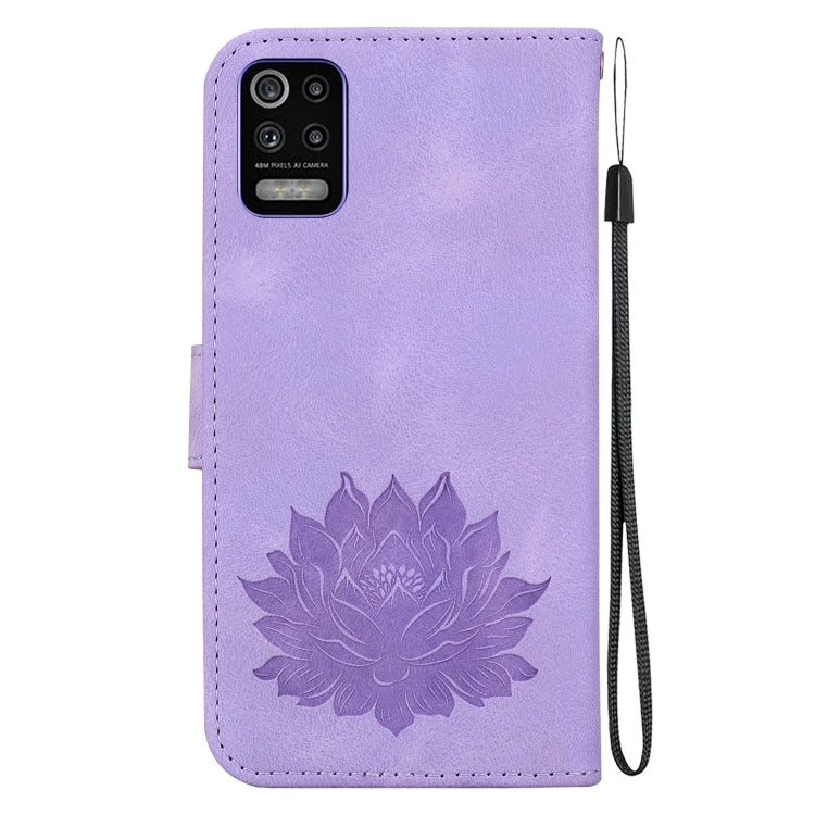 For LG K52 / K62 / Q52 Lotus Embossed Leather Phone Case