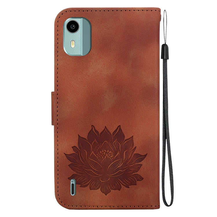 For Nokia C12 Lotus Embossed Leather Phone Case