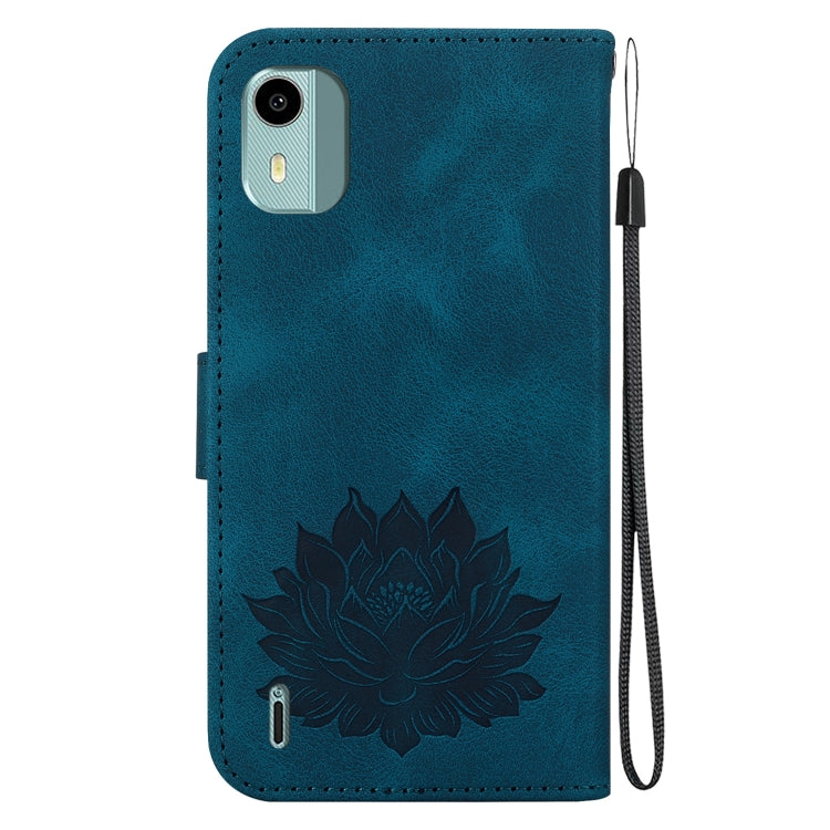 For Nokia C12 Lotus Embossed Leather Phone Case