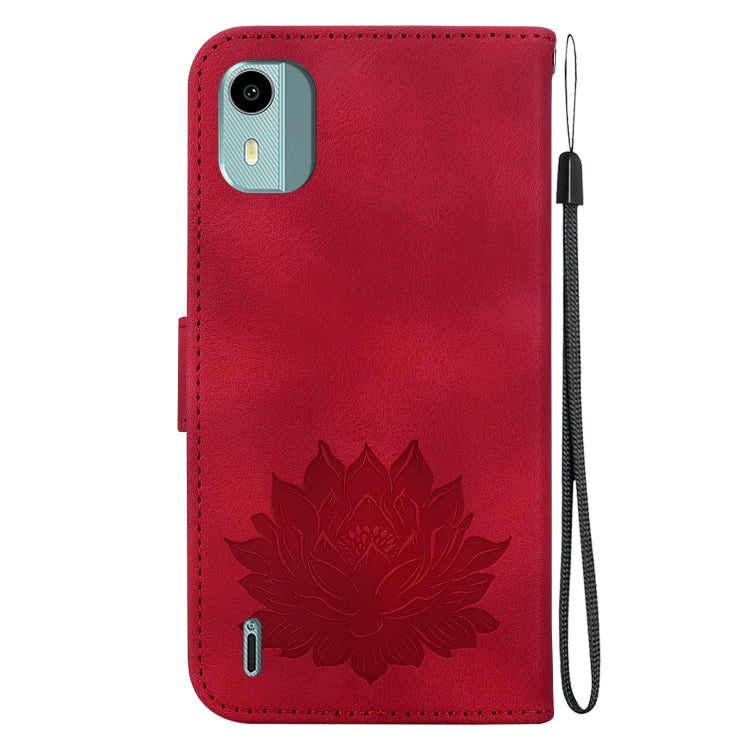 For Nokia C12 Lotus Embossed Leather Phone Case