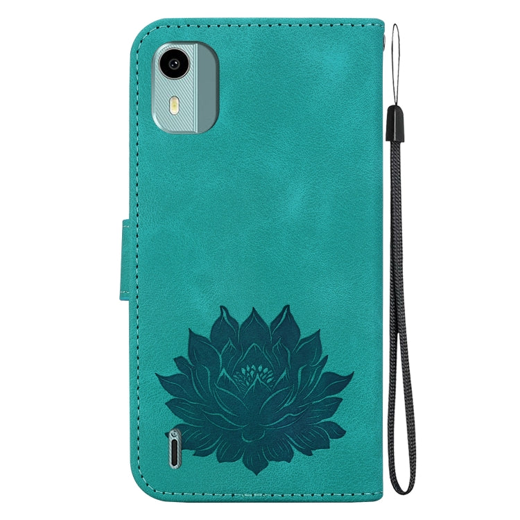 For Nokia C12 Lotus Embossed Leather Phone Case