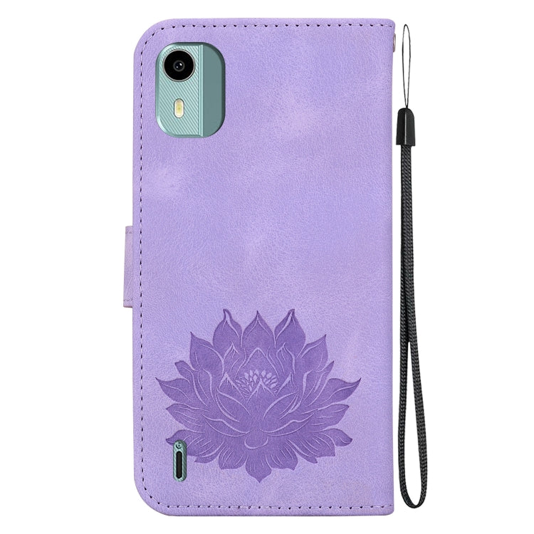 For Nokia C12 Lotus Embossed Leather Phone Case