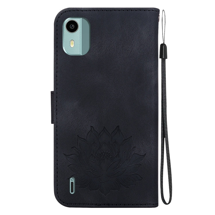 For Nokia C12 Lotus Embossed Leather Phone Case