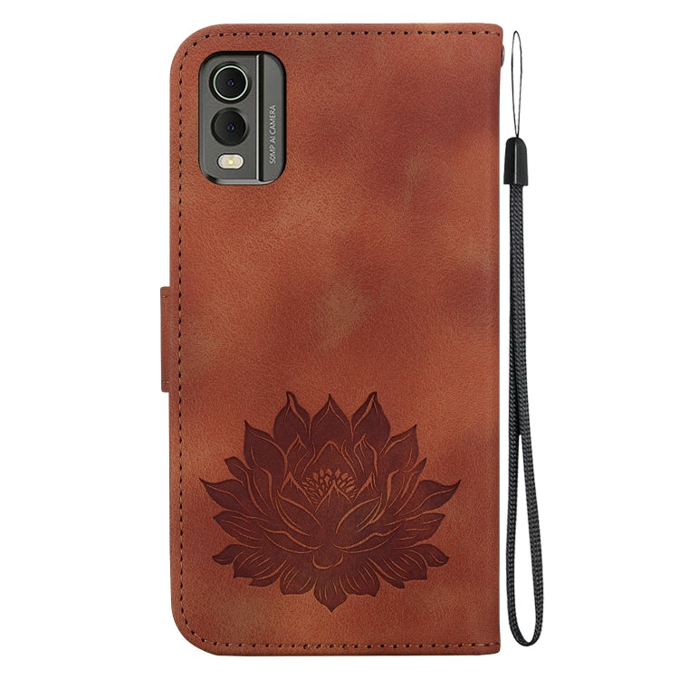For Nokia C32 Lotus Embossed Leather Phone Case