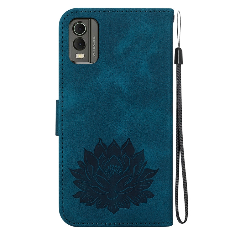 For Nokia C32 Lotus Embossed Leather Phone Case