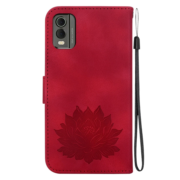 For Nokia C32 Lotus Embossed Leather Phone Case