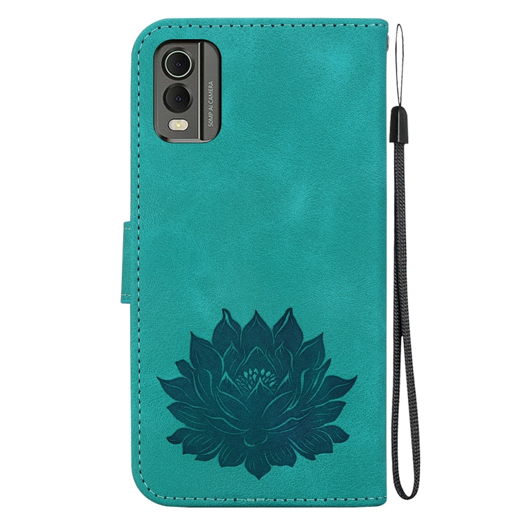 For Nokia C32 Lotus Embossed Leather Phone Case
