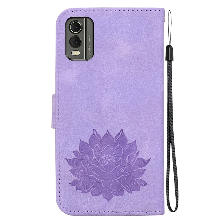 For Nokia C32 Lotus Embossed Leather Phone Case