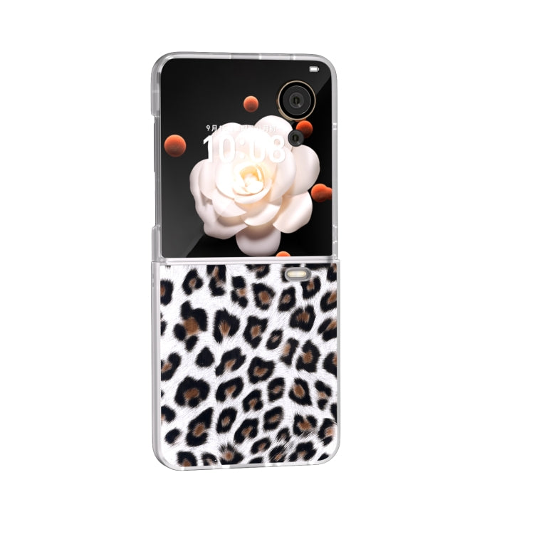 For Honor Magic V Flip Frosted Transparent Edge Leopard Print Phone Case