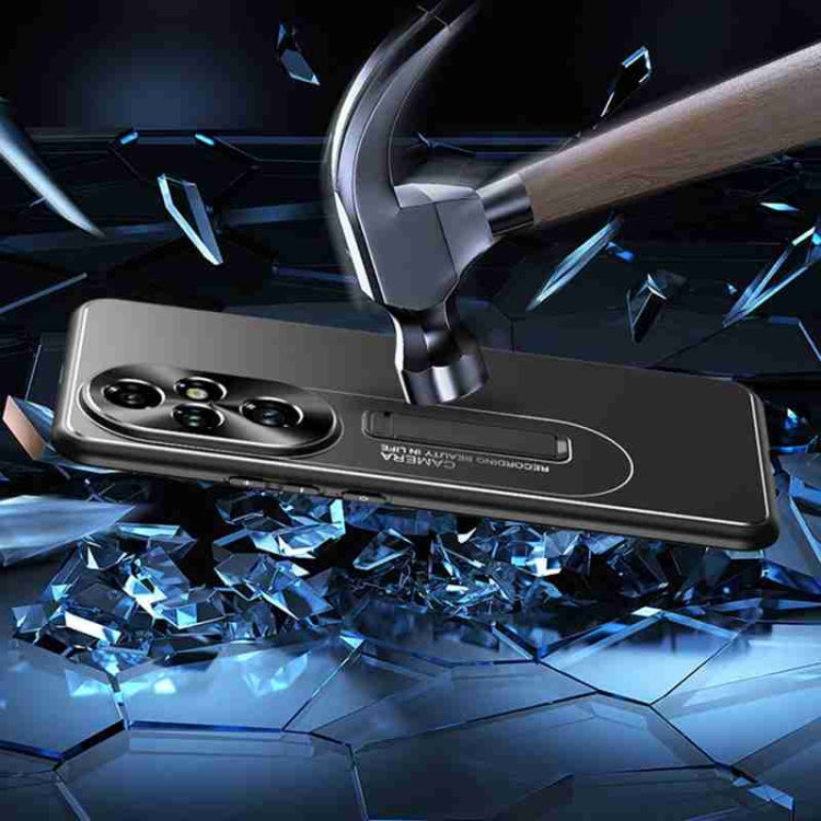 For Honor 200 Pro Frosted Metal Hybrid TPU Holder Phone Case