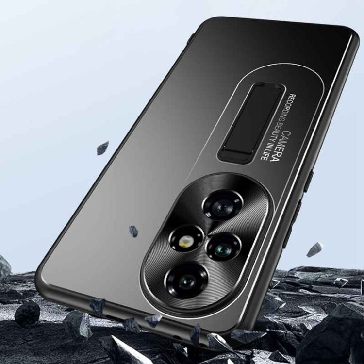For Honor 200 Pro Frosted Metal Hybrid TPU Holder Phone Case