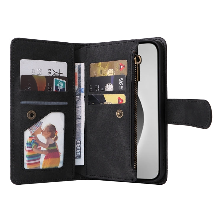 For iPhone 16 Pro Max Skin Feel Multi-Card Wallet Zipper Leather Phone Case