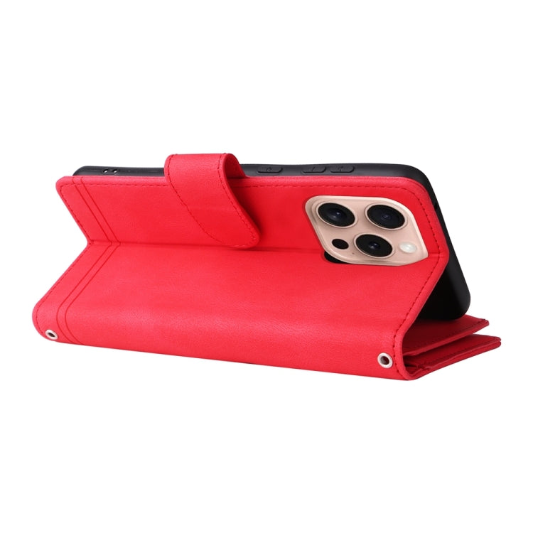 For iPhone 16 Pro Skin Feel Multi-Card Wallet Zipper Leather Phone Case