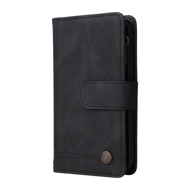 For iPhone 16 Pro Skin Feel Multi-Card Wallet Zipper Leather Phone Case
