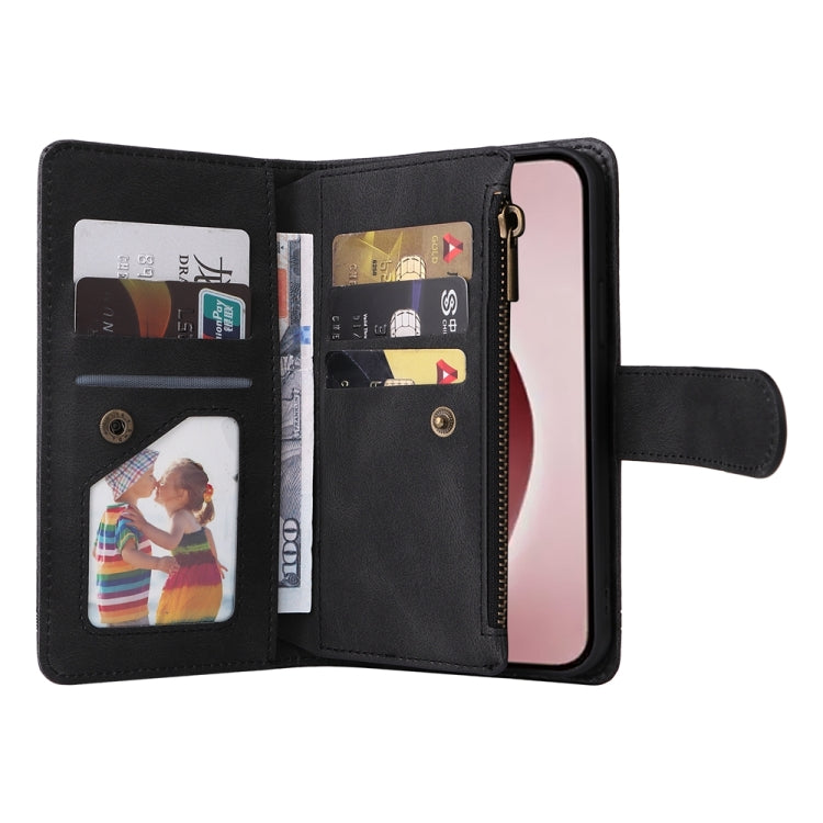 For iPhone 16 Pro Skin Feel Multi-Card Wallet Zipper Leather Phone Case