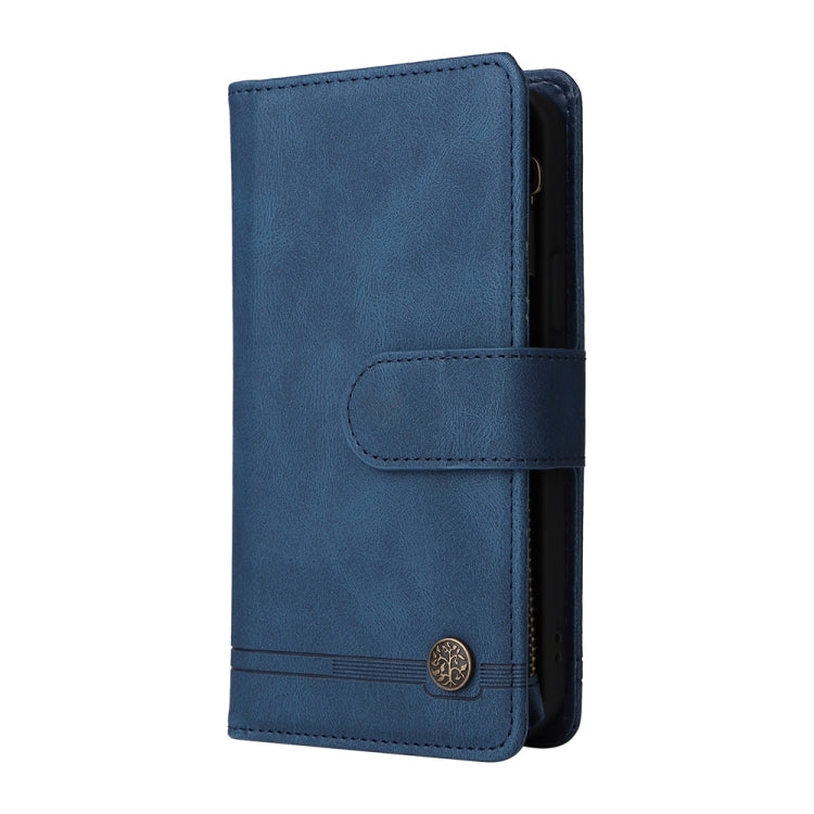 For iPhone 16 Pro Skin Feel Multi-Card Wallet Zipper Leather Phone Case