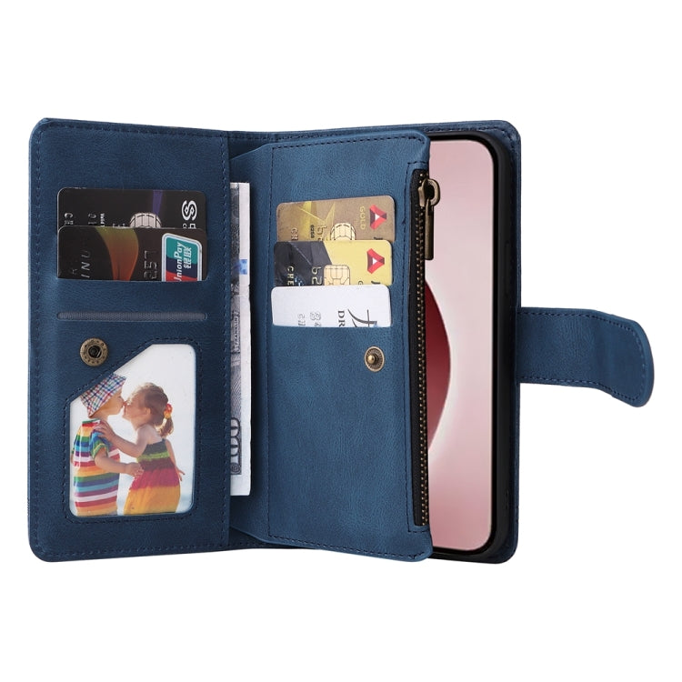 For iPhone 16 Pro Skin Feel Multi-Card Wallet Zipper Leather Phone Case
