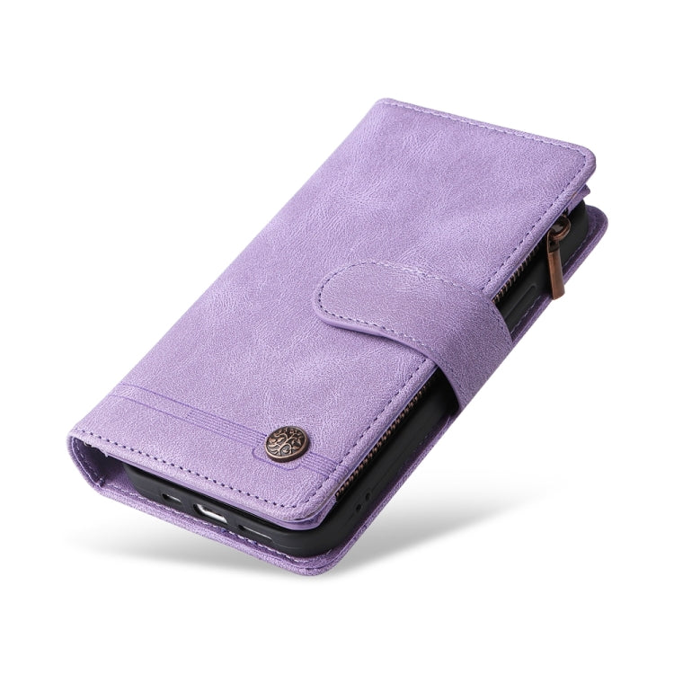 For iPhone 16 Plus Skin Feel Multi-Card Wallet Zipper Leather Phone Case