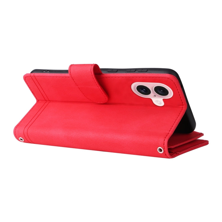 For iPhone 16 Skin Feel Multi-Card Wallet Zipper Leather Phone Case