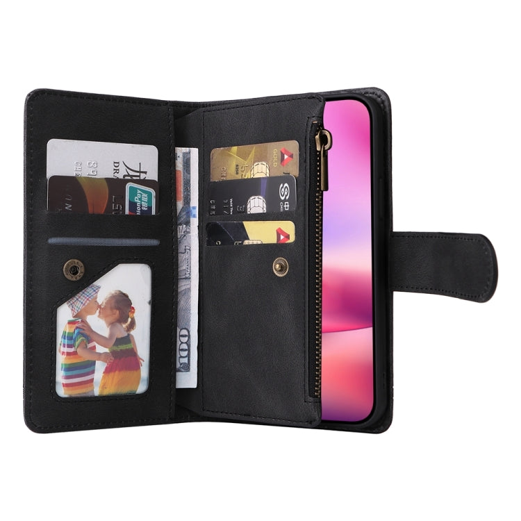 For iPhone 16 Skin Feel Multi-Card Wallet Zipper Leather Phone Case