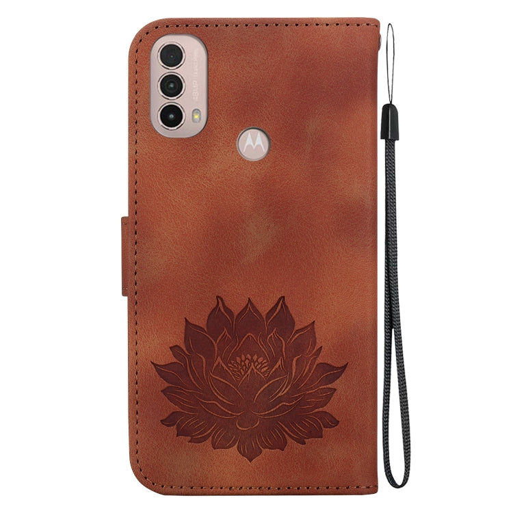 For Motorola Moto E20 / E30 / E40 Lotus Embossed Leather Phone Case