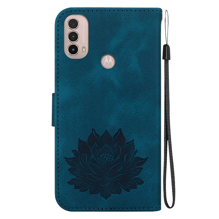 For Motorola Moto E20 / E30 / E40 Lotus Embossed Leather Phone Case