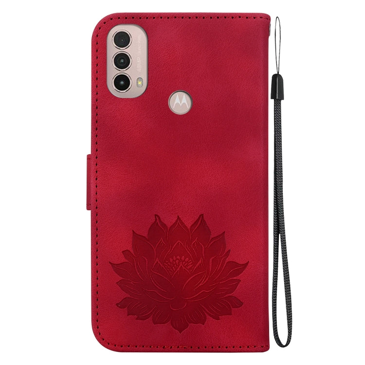 For Motorola Moto E20 / E30 / E40 Lotus Embossed Leather Phone Case