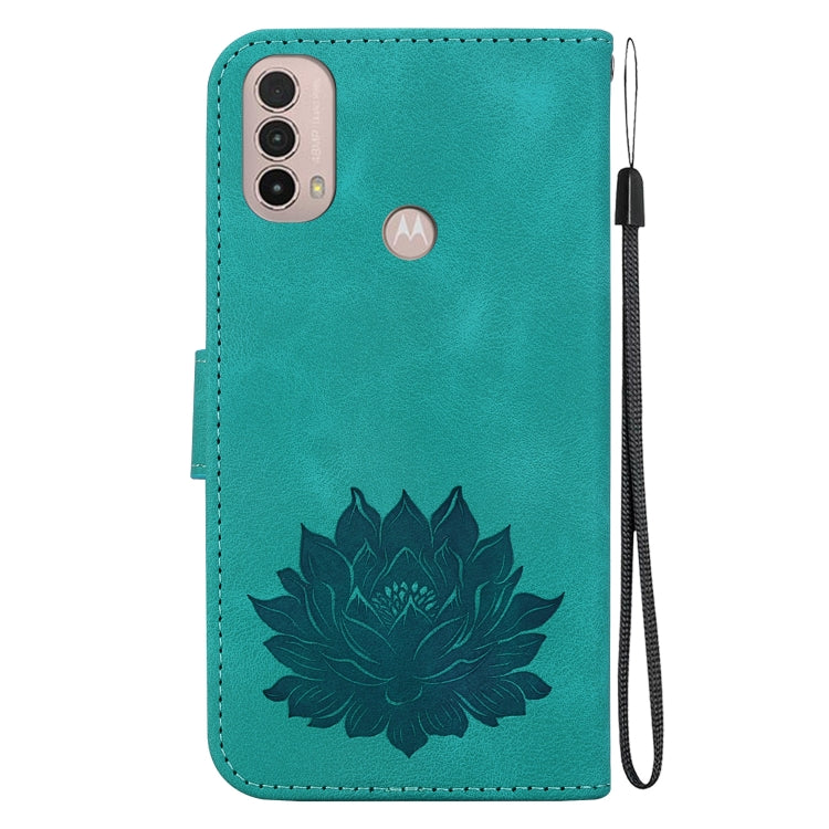 For Motorola Moto E20 / E30 / E40 Lotus Embossed Leather Phone Case