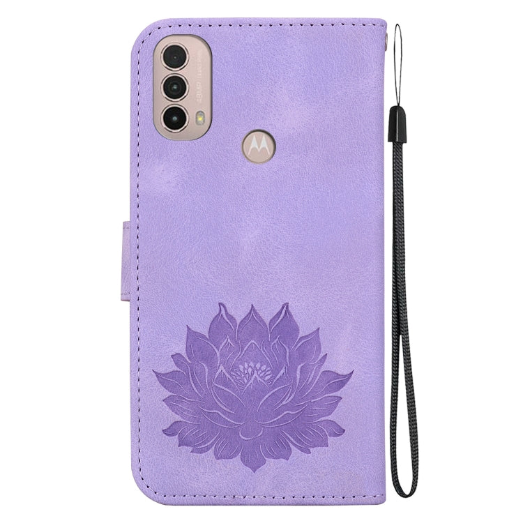 For Motorola Moto E20 / E30 / E40 Lotus Embossed Leather Phone Case