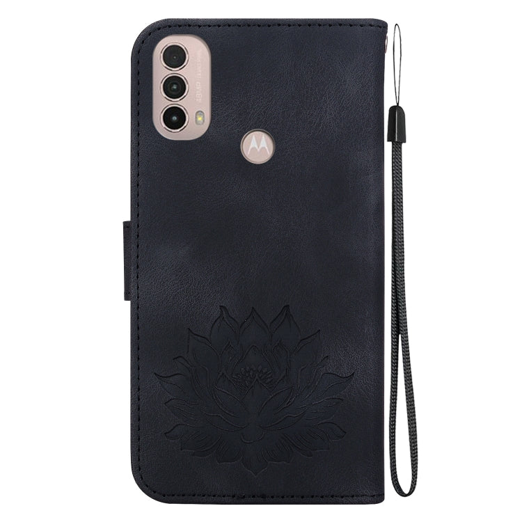 For Motorola Moto E20 / E30 / E40 Lotus Embossed Leather Phone Case