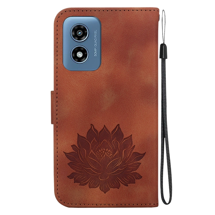 For Motorola Moto G Play 4G 2024 Lotus Embossed Leather Phone Case