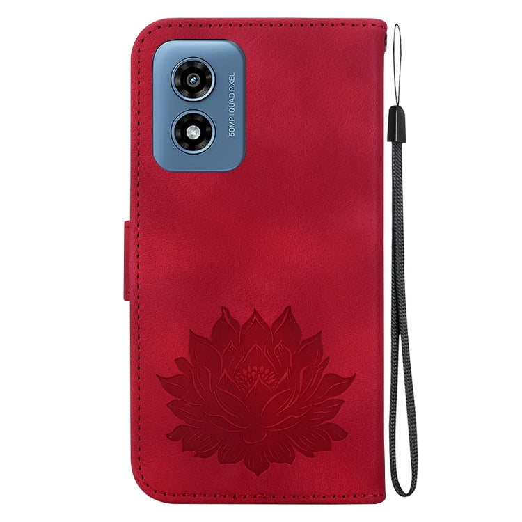 For Motorola Moto G Play 4G 2024 Lotus Embossed Leather Phone Case