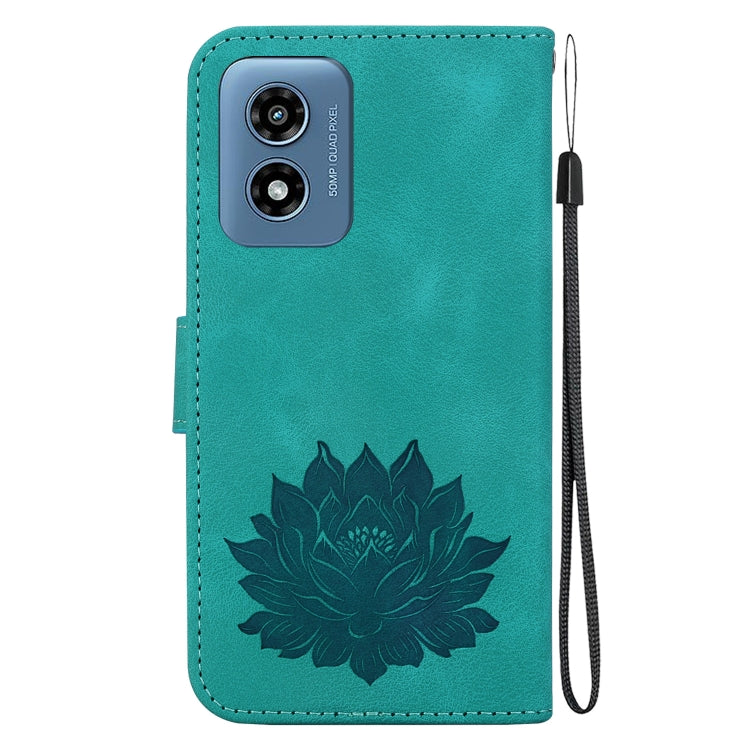 For Motorola Moto G Play 4G 2024 Lotus Embossed Leather Phone Case