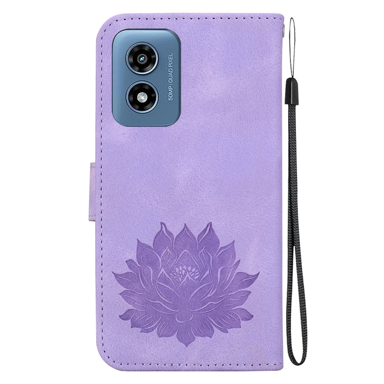 For Motorola Moto G Play 4G 2024 Lotus Embossed Leather Phone Case