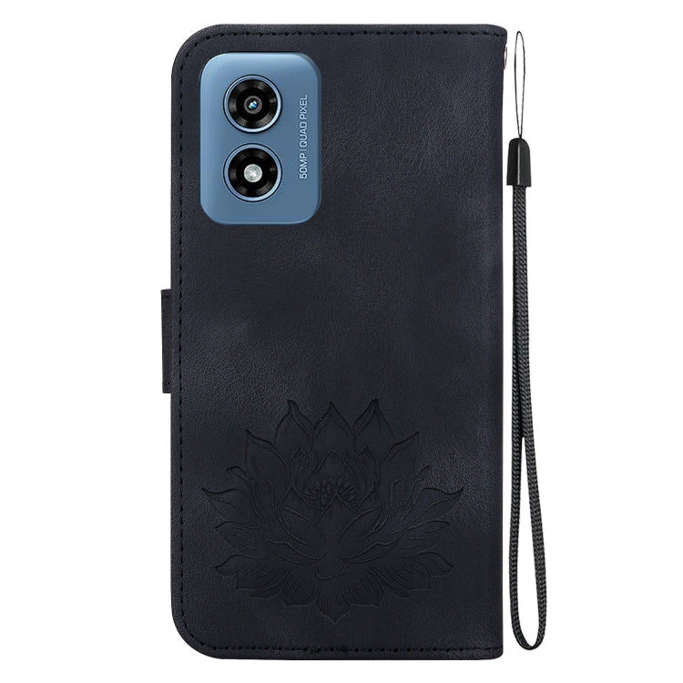 For Motorola Moto G Play 4G 2024 Lotus Embossed Leather Phone Case