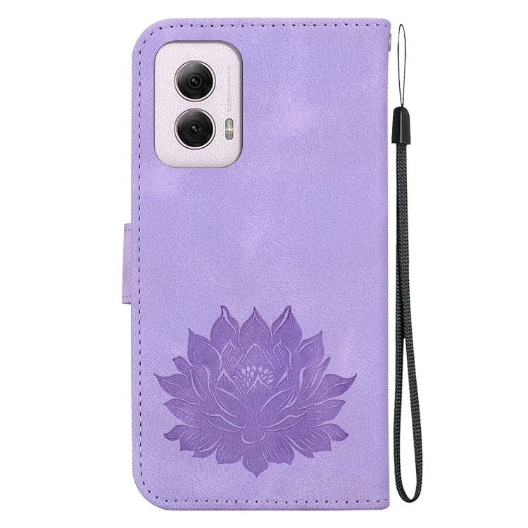 For Motorola Moto G Power 5G 2024 Lotus Embossed Leather Phone Case