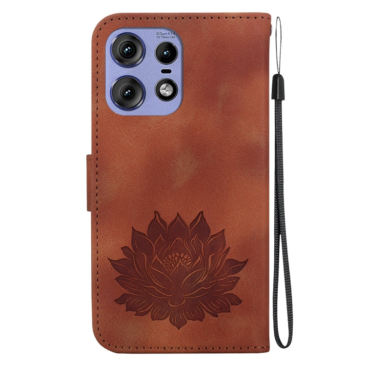 For Motorola Edge 50 Pro Lotus Embossed Leather Phone Case
