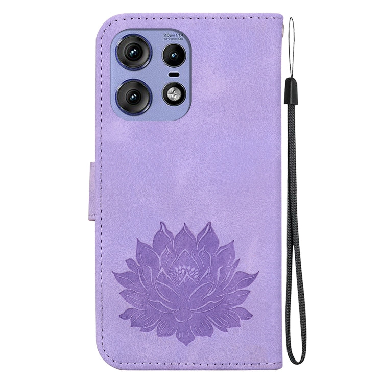 For Motorola Edge 50 Pro Lotus Embossed Leather Phone Case