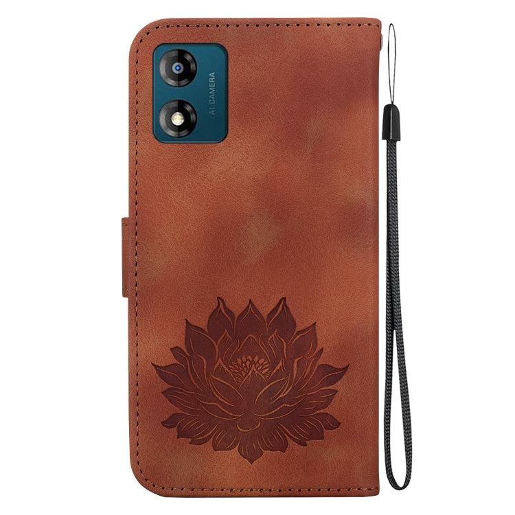 For Motorola Moto E13 Lotus Embossed Leather Phone Case