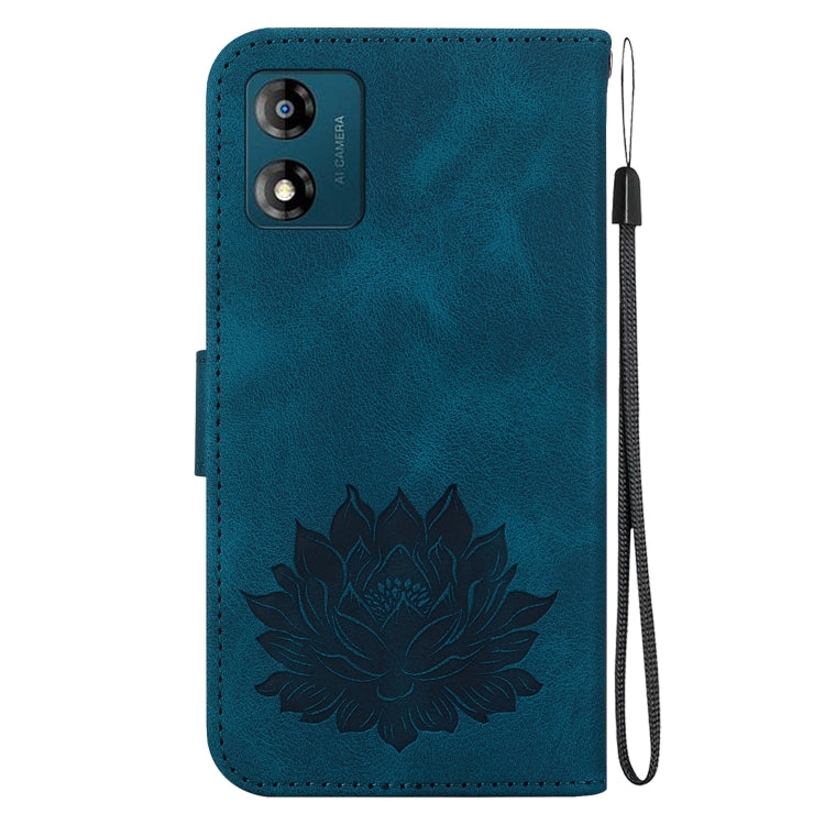 For Motorola Moto E13 Lotus Embossed Leather Phone Case