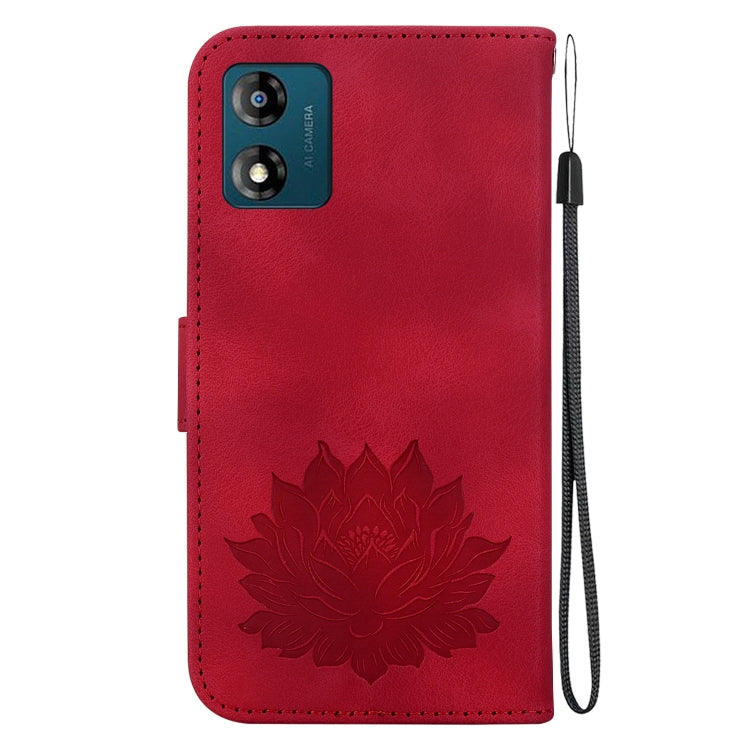 For Motorola Moto E13 Lotus Embossed Leather Phone Case