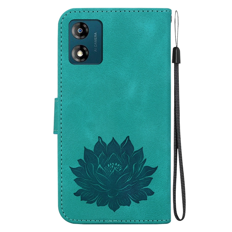 For Motorola Moto E13 Lotus Embossed Leather Phone Case