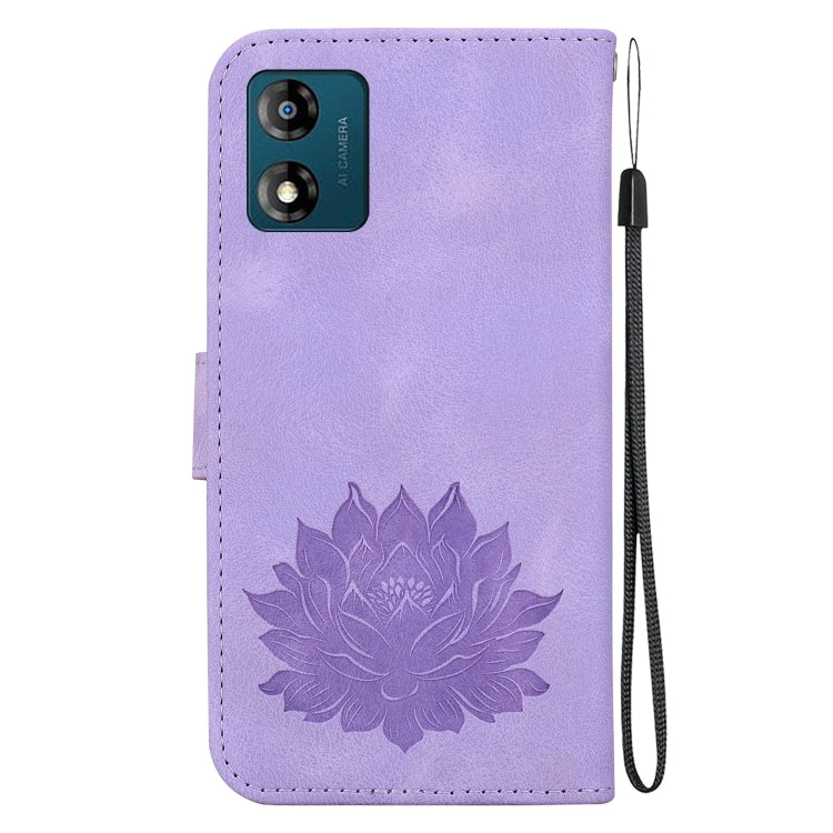 For Motorola Moto E13 Lotus Embossed Leather Phone Case