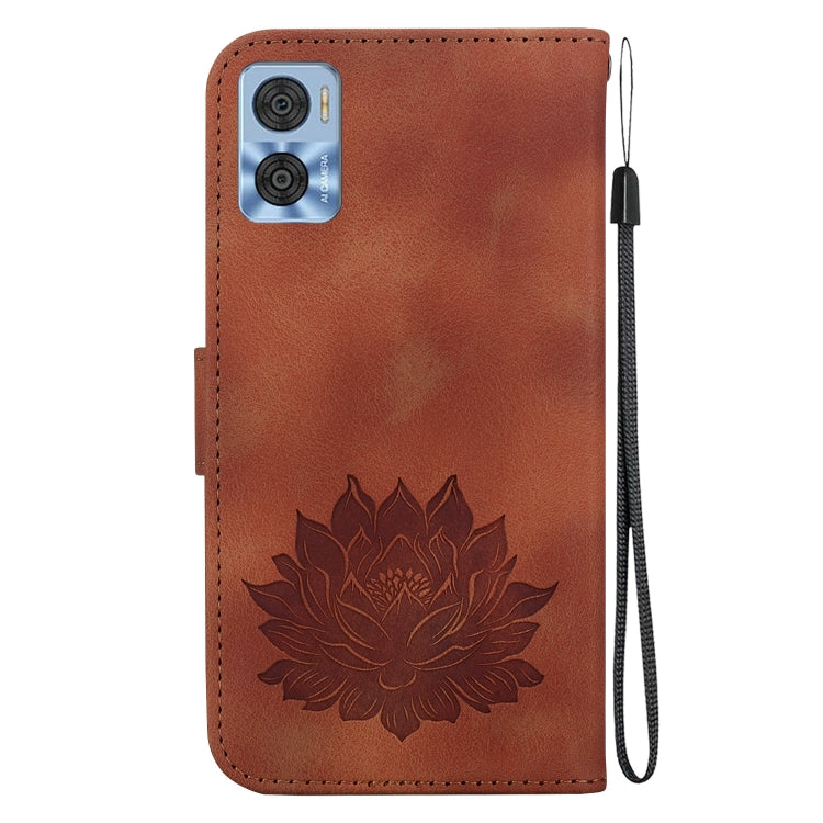 For Motorola Moto E22 / E22i Lotus Embossed Leather Phone Case