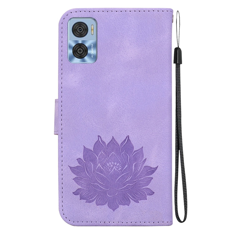 For Motorola Moto E22 / E22i Lotus Embossed Leather Phone Case