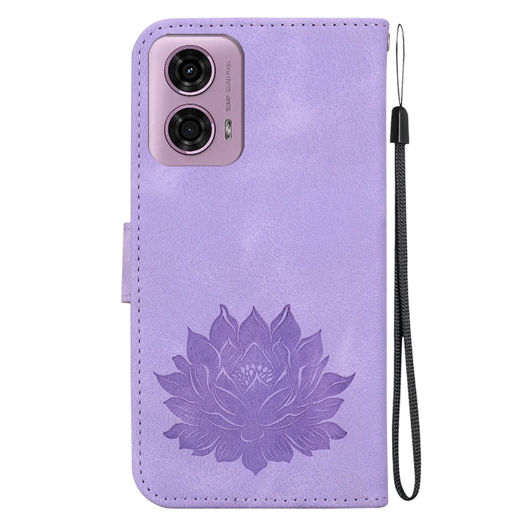 For Motorola Moto G04 / G24 Lotus Embossed Leather Phone Case