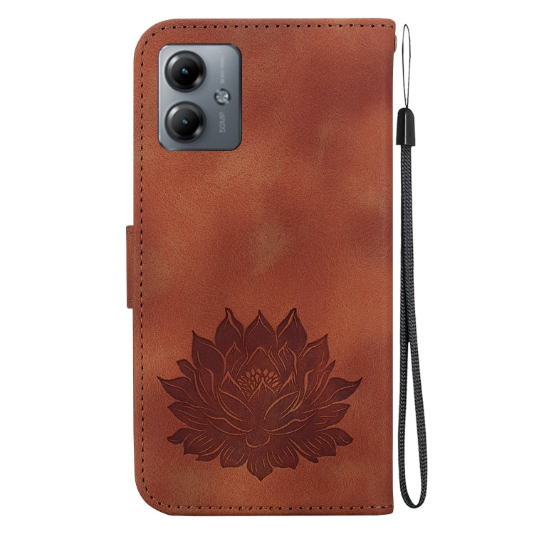 For Motorola Moto G14 Lotus Embossed Leather Phone Case