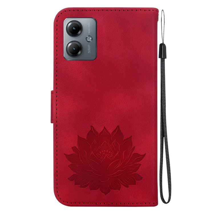 For Motorola Moto G14 Lotus Embossed Leather Phone Case